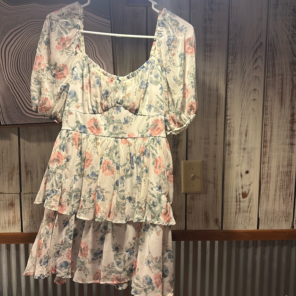 Dress that reaches about mid thigh